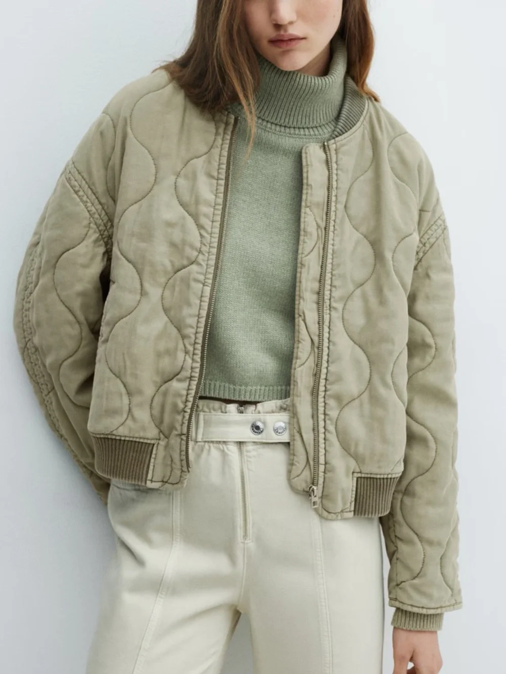 MANGO Quilted Bomber Jacket - Picture 1 of 5